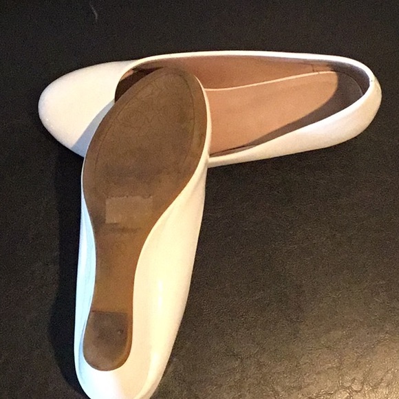 White Patent, Low Heel Round Toe Wedge Pump - Picture 5 of 6